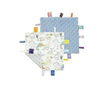 CREVENT Couvertures de sécurité pour bébés, Petites Peluches Douces pour Filles, couvertures sensorielles pour bébés, Superbes Cadeaux d'anniversaire pour la Douche de bébé 24X24cm (Dinosaure+Bleu)