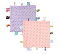 CREVENT Drap de sécurité pour bébés, douce couverture câline pour bébé, couverture en peluche sensorielle pour filles, compagnon de sommeil apaisant, 24x24cm 10"X10" Lot de 2