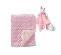 CREVENT Ensemble Comprenant Couverture Douce et Confortable pour bébés, Doudou, et Sac Cadeau, Unisexe, Rose