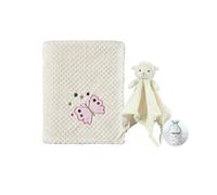 CREVENT Ensemble comprenant couverture douce et confortable unisexe pour bébés, couverture de sécurité, et sac cadeau (ivoire)