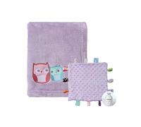 CREVENT Ensemble comprenant une couverture douce et confortable pour bébés, un doudou, et un sac cadeau, unisexe, violet