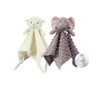 CREVENT Lot de 2 couvertures de sécurité en Peluche Douce pour garçons et Filles, Excellent Cadeau pour Anniversaire, fête prénatale (Mouton + éléphant)