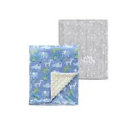 CREVENT Lot de 2 couvertures douillettes 75 x 100 cm pour bébé, douces et chaudes, pour nourrissons et tout-petits lit bébé landau - Nuage gris + zoo vison