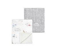 CREVENT Lot de 2 couvertures Mignonnes et Chaudes pour bébés - 75 cm x 100 cm - Douillettes, Chaudes et moelleuses - Literie pour Berceau, Poussette - Nuage Gris + rêve