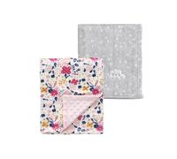 CREVENT Lot de 2 couvertures Mignonnes et Chaudes pour bébés - 75 cm x 100 cm - Douillettes et Chaudes - Literie pour Berceau, Poussette - Nuage Gris + Fleur de Vison