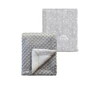 CREVENT Lot de 2 couvertures Mignonnes et moelleuses pour bébé - 75 x 100 cm - Literie pour Berceau, Poussette - Nuage Gris + Sherpa Gris
