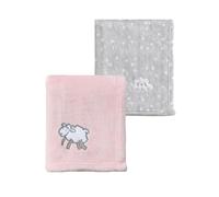 CREVENT Lot de 2 couvertures Mignonnes et moelleuses pour bébé - 75 x 100 cm - Literie pour Berceau, Poussette - Nuage Gris + Mouton Rose