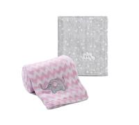 CREVENT Lot de 2 couvertures Mignonnes et moelleuses pour bébé - 75 x 100 cm - Literie pour Berceau, Poussette - Nuage Gris + éléphant
