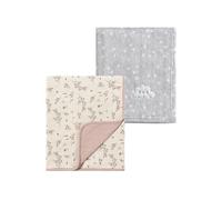 CREVENT Lot de 2 couvertures Mignonnes et moelleuses pour bébé - 75 x 100 cm - Literie pour Berceau, Poussette - Nuage Gris + Fleur en Mousseline