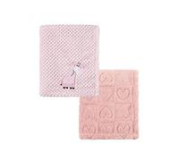 CREVENT Lot de 2 couvertures Mignonnes et moelleuses pour bébé - 75 x 100 cm - Literie pour Nourrissons et Tout-Petits - Literie pour Berceau, Poussette - Girafe + Sherpa Rose