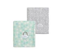CREVENT Lot de 2 couvertures mignonnes et moelleuses pour bébé - 76,2 x 101,6 cm - Literie pour berceau, poussette - Nuage gris + arc-en-ciel