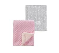 CREVENT Lot de 2 couvertures Mignonnes et moelleuses pour bébés - 75 cm x 100 cm - Chaudes et moelleuses - Literie pour Berceau, Poussette - Nuage Gris + Sherpa Rose