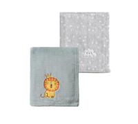 CREVENT Lot de 2 couvertures Mignonnes et moelleuses pour bébés - 75 cm x 100 cm - Chaudes et moelleuses - Literie pour Berceau, Poussette - Nuage Gris + Lion Gris