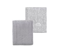 CREVENT Lot de 2 couvertures Mignonnes et moelleuses pour bébés - 75 cm x 100 cm - Chaudes et moelleuses - Literie pour Berceau, Poussette - Nuage Gris + Vague Grise
