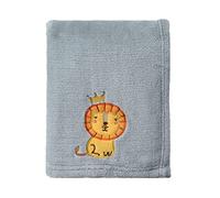 CREVENT Petite Couverture Moelleuse et Chaude pour bébé, Petit garçon, Berceau, lit, Poussette, 75cm x 100cm, Lion Gris