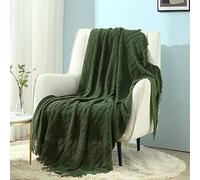 CREVENT Plaid décoratif en Tricot, Doux, Chaud, Confortable, léger pour canapé, Chaise, lit - pour Printemps, été, Automne - 127 x 152 cm, Vert (Midnight Green)