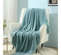 CREVENT Plaid décoratif en Tricot, Doux, Chaud, Confortable, léger pour Maison, canapé, Chaise, lit - pour Printemps, été, Automne - 127 x 152 cm, Bleu Sarcelle