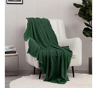 CREVENT Plaid décoratif en Tricot Style bohème, Doux, Chaud, Confortable, léger pour Maison, canapé, Chaise, lit - pour Printemps, été, Automne - 127 x 152 cm, Vert