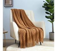 CREVENT Plaid décoratif Rustique Doux, Chaud et léger en Voyage, pour canapé, Chaise, lit, pour Le Printemps, l’été, 127 cm x 152 cm, Marron
