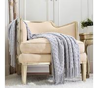 CREVENT Plaid Rustique Doux, Chaud, Confortable, léger, pour Salon, Chambre, pour Le Printemps, l’été, 127 cm x 152 cm, Gris Clair