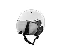 BLACK CREVICE Casque de Ski pour Adulte de Style Pilote avec visière Amovible Orange supplémentaire, Blanc Mat/Noir