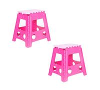 CREVICOSTA QUALITY MARK MARCAS DE CALIDAD Lot de 2 tabourets pliants Multi-usages pour la Maison, Résine, Rose, 40x32x39