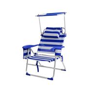 CREVICOSTA Quality Mark MARCAS DE CALIDAD Triton 2108 Chaise de Plage avec auvent et réfrigérateur intégré, 8 Positions (Marine)