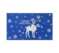 Crevyteg Antidérapant et Lavable - Tapis de Noël extérieurérieur/intérieur - Motif Renne et Flocons de Neige - Décoration Festive pour Porte, Cuisine, Chambre - 50x80cm, Teinte Bleue - Allemagne