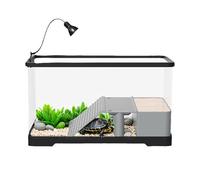 Crevyteg Aquarium pour tortues en acrylique avec plate-forme de prélassement, rampe, lampe, terrariums pour petites tortues et reptiles, habitat pour petites tortues reptiles, 40 x 22 x 23 cm