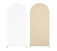 Crevyteg Arc de couverture en forme d'arc double face coloré rond haut pour cérémonie de mariage, anniversaire, fête, baby shower, banquet, décoration, blanc + champagne 0,8 x 1,8 m