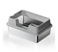 Crevyteg Bac à litière pour chat en acier inoxydable avec couvercle, 35 L, extra large, pour grands chats, facile à nettoyer et sans odeur, litière en métal stable, 60 x 40 x 22 cm, gris