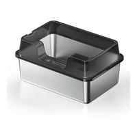 Crevyteg Bac à litière pour chat en acier inoxydable avec couvercle, 35 L, extra large, pour grands chats, facile à nettoyer et sans odeur, litière en métal stable, 60 x 40 x 22 cm, noir