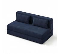 Crevyteg Bleu Canapé-Lit Pliant Convertible 2 En 1 Moderne Canapé Une Place Fauteuil-Lit Avec Matelas Mémoire De Forme Et Oreiller - Housse Amovible Et Lavable - Gain De Place Pour Salon, Chambre, App