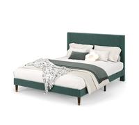 Crevyteg Cadre de lit plateforme moderne pour lit double, 199,5 x 137 x 110 cm, avec tête de lit rembourrée et support à lattes métalliques robustes, pas besoin de ressorts de boxe, assemblage facile