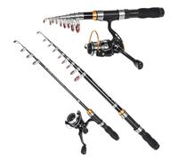 Crevyteg Canne à pêche télescopique Portable - Mini Canne Fibre de Verre, Super Courte, idéale Lancer carnassier, Voyage, Enfants et Adultes, Facile à Plier et Transporter, sans Moulinet