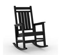 Crevyteg Chaise berçante d'extérieurérieur HDPE Noir - Dossier Haut Large Ergonomique - Résistante aux intempéries - Capacité 159 kg - Montage Facile - Terrasse, Balcon, feu de Camp - Poignée Simple