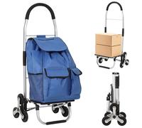 Crevyteg Chariot de manutention Pliable 3-en-1 - Diable Robuste 80 kg - Plateforme 6 Roues Monte-escalier - Sac Oxford 36L - Poignée télescopique - Parfait pour Courses, Linge, matériel - Usage