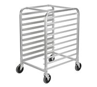 Crevyteg Chariot de Rangement Professionnel en Aluminium - 10 Niveaux pour plaques à pâtisserie - roulettes verrouillables, Support Mobile pour Four - idéal Cuisine et Boulangerie - Dimensions