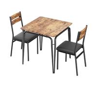 Crevyteg Compact et élégant - Ensemble Salle à Manger 3 pièces : Table carrée et 2 chaises, idéal Petits espaces, Style Vintage, Plateau en MDF - Couleur rétro, Plateau MDF