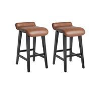Crevyteg Confort moderne - Tabourets de bar extensionérieurs en similicuir marron - Dossier bas, repose-pieds, pieds en bois - Parfait pour cuisine, salle à manger, îlot ou patio - Lot de 2, Couleur :