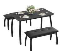 Crevyteg Ensemble de table de salle à manger pour 4 personnes - Table de cuisine moderne et banc avec glissière sous les bancs pour petits appartements et coins de petit-déjeuner