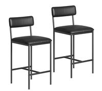 Crevyteg Ensemble Moderne Salle à Manger - Table rectangulaire, 2 chaises Hautes rembourrées Similicuir Noir avec Dossier, Repose-Pieds - pour Cuisine, Bar, Coin Repas - Montage Facile - Couleur :