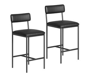 Crevyteg Ensemble Moderne Salle à Manger - Table rectangulaire, 2 chaises Hautes rembourrées Similicuir Noir avec Dossier, Repose-Pieds - pour Cuisine, Bar, Coin Repas - Montage Facile - Couleur :