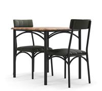 Crevyteg Ensemble Salle à Manger Compact 3 pièces - Table en Bois Moderne et 2 chaises tapissées en métal - Mobilier Gain de Place pour Cuisine ou Coin Repas - Montage Facile - Lot de Deux chaises