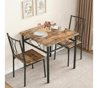 Crevyteg Ensemble table à manger et 2 chaises pour petits espaces - Table de cuisine compacte avec cadre en métal et design moderne pour appartement, coin petit-déjeuner