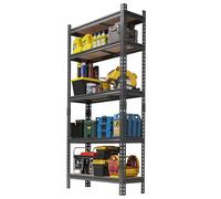Crevyteg Étagère de Rangement métallique - 5 Niveaux Lourds - Hauteur réglable - 72x48x24 Pouces - pour Garage, sous-Sol, entrepôt, Cuisine, Placard - Noir