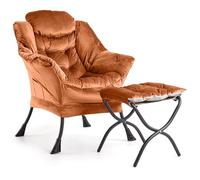 Crevyteg Fauteuil Lounge en Velours néerlandais avec Ottoman - Dossier & accoudoirs réglables, Assise épaisse - Poche latérale, Pieds métal - Salon, Chambre, Bureau, Balcon - Coloris : Dutch Doux