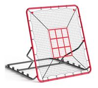 Crevyteg Filet de Rebond Baseball & Softball Robuste 4x4,5ft - 5 Angles réglables - pour Lancer, Frappe, défense - Résistant UV, entréeînement Solo, Multi-Sports - 4 * 4.5 Feet Red