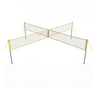 Crevyteg Filet de Volley-Ball 4 Voies 14FT Portable - Hauteur réglable et Installation Facile - Idéal Jeux en Famille ou Amis, Jardin, Plage - Ensemble Complet avec Ballon, Pompe, Marteau, Sac de