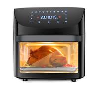 Crevyteg Friteuse sans huile numérique 18L avec écran tactile - Four multifonction, rôtissoire intégrée, circulation d'air rapide 1800W, accessoires sans BPA, panneau LED, contrôle précis - Noir,